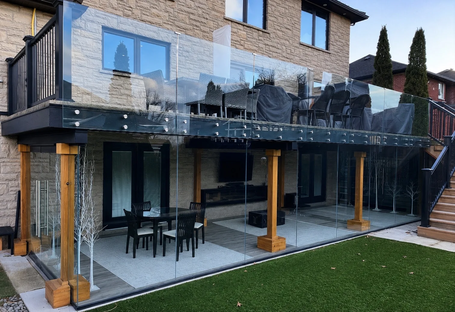 High-end exterior patio glass railings