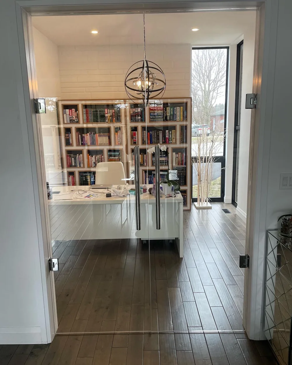 Interior double glass entry doors for home office